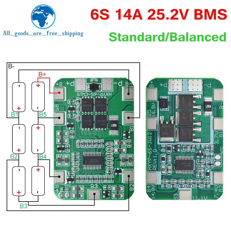 6S 14A 18650 Battery Charger Protection Board