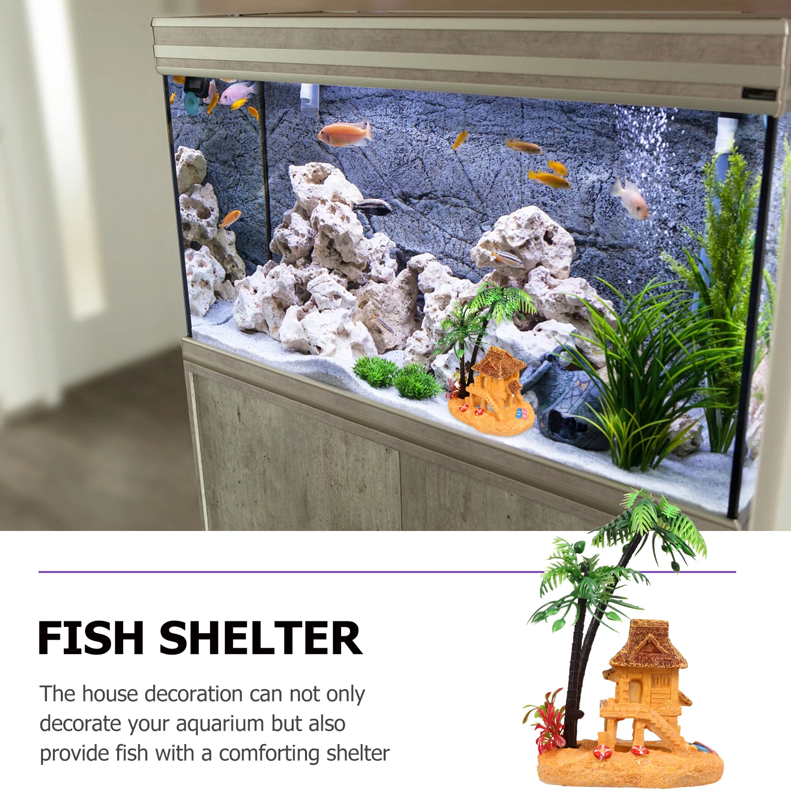 

Fish Tank Coconut Tree Landscaping Adornment Ornament Aquarium Underwater Decor
