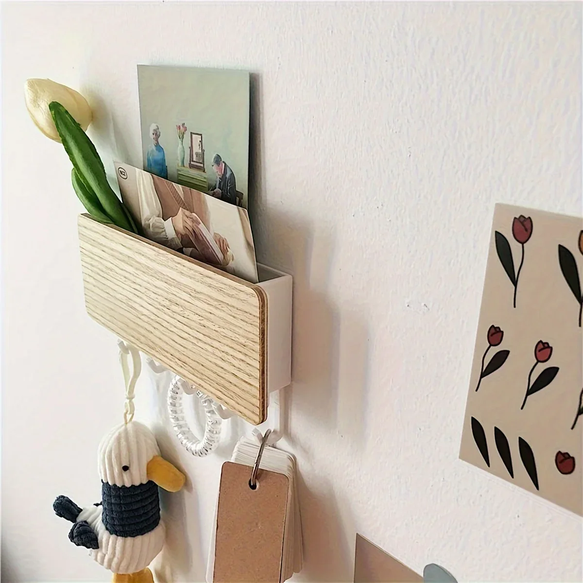 Crochet à clé mural, porte lettre et porte-clés, organisateur, montage mural, avec 5 crochets à clé, pour la maison et le b