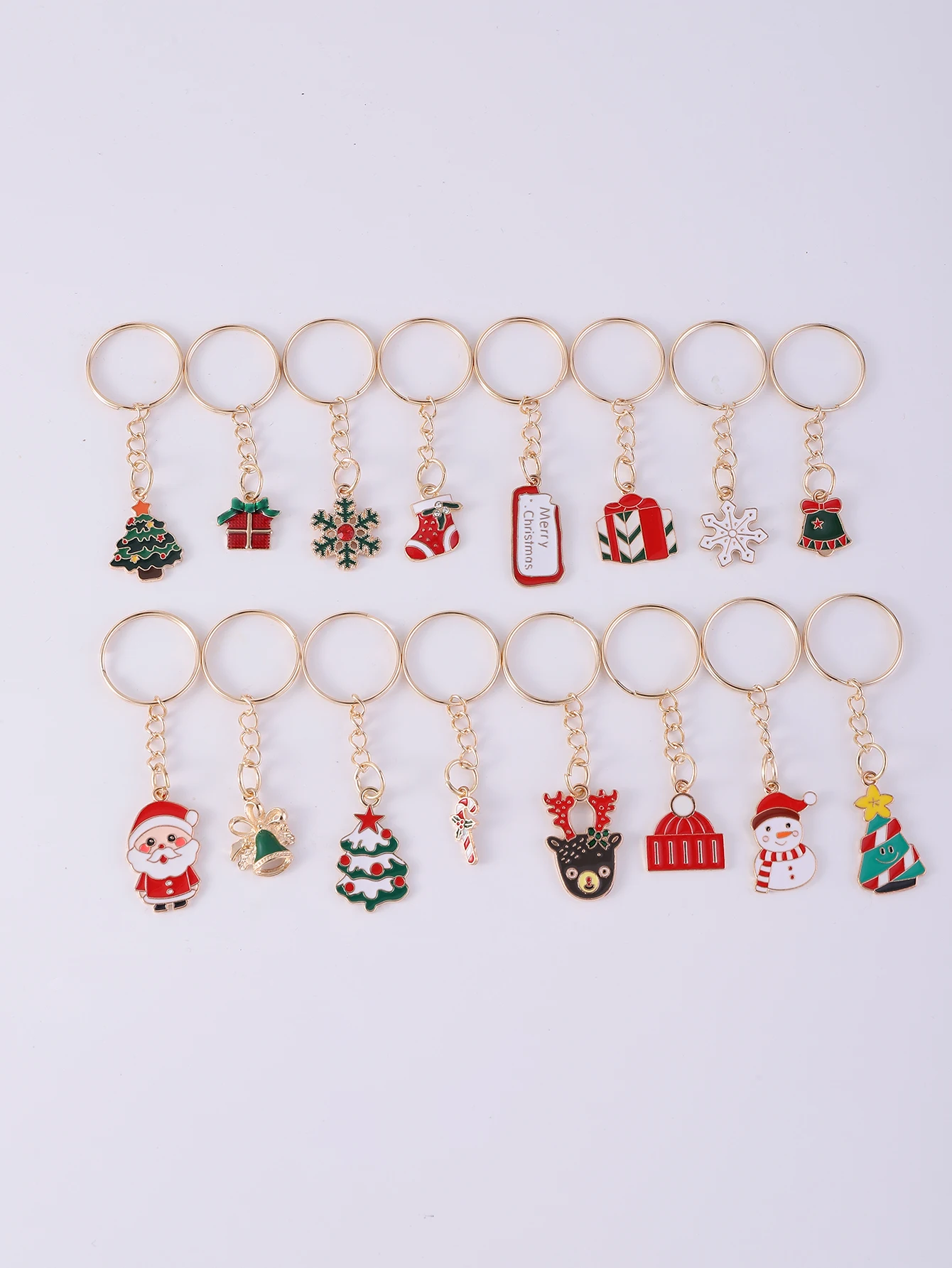 Multi-style Christmas Key Ring Set, 16 Pcs