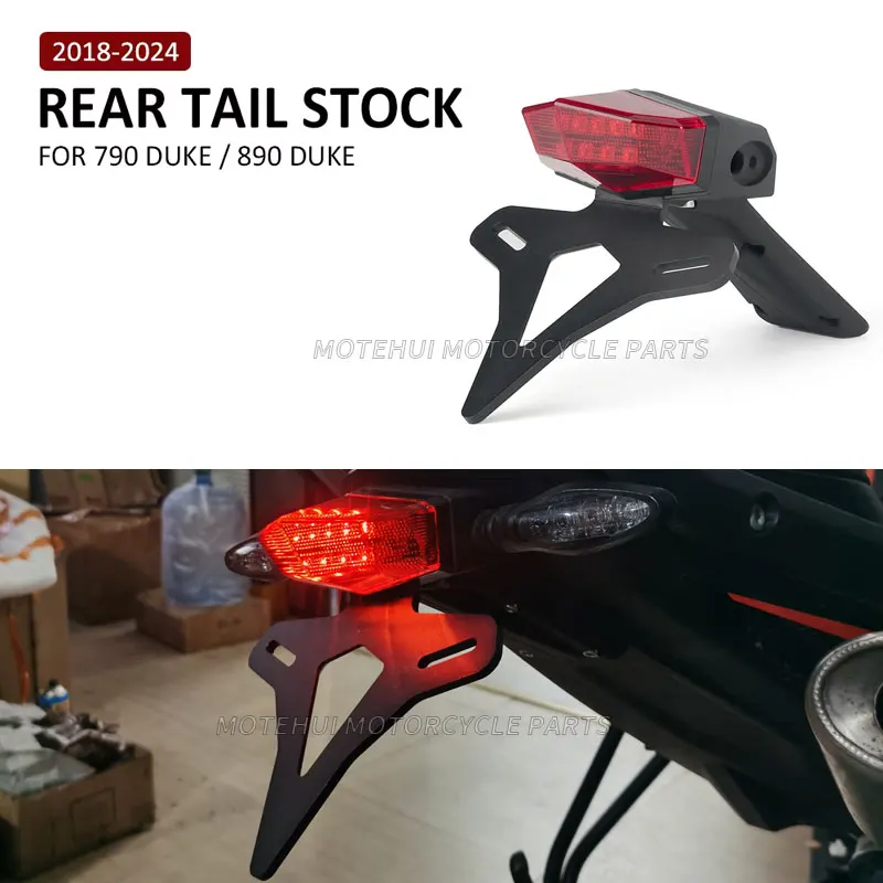 

NEW Motorcycle Rear Short Tail Stock License Plate Holder Tailstock Bracket LED Light For 790 890 Duke 790Duke 890Duke 2018-2024