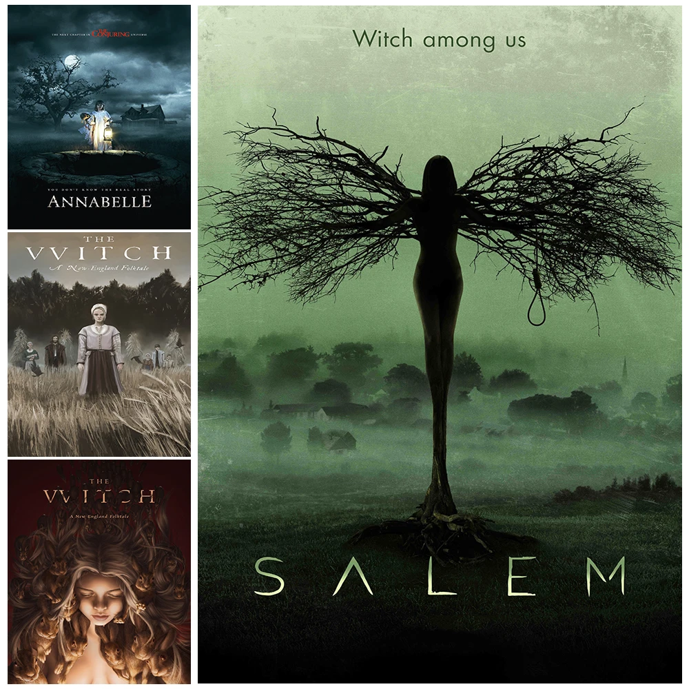 

The Witch And Annabelle Horror Movie Film Poster And Print Salem Witch Is With Us Vintage Wall Art Canvas Painting Home Decor