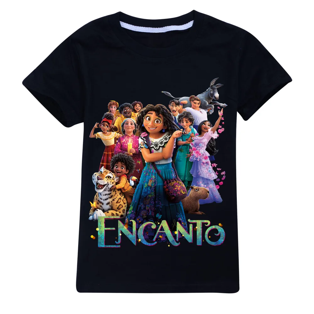 2-16y encanto mirabel camiseta 100% algodão verão criança roupas topos meninos menina manga curta camiseta anime dos desenhos animados crianças