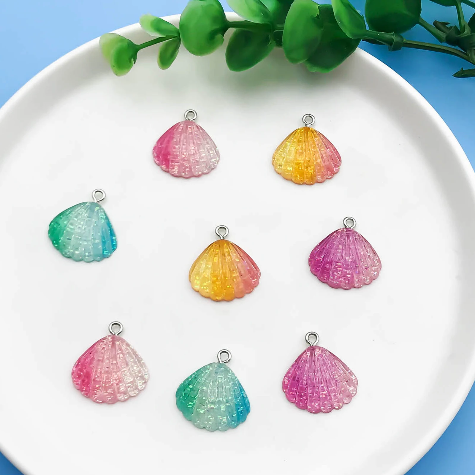 6/8Pcs Sequins Transparent Shells Cute Pendant Resin Seashell Charms for DIY Accessories For Making Jewelry Necklace Bracelet