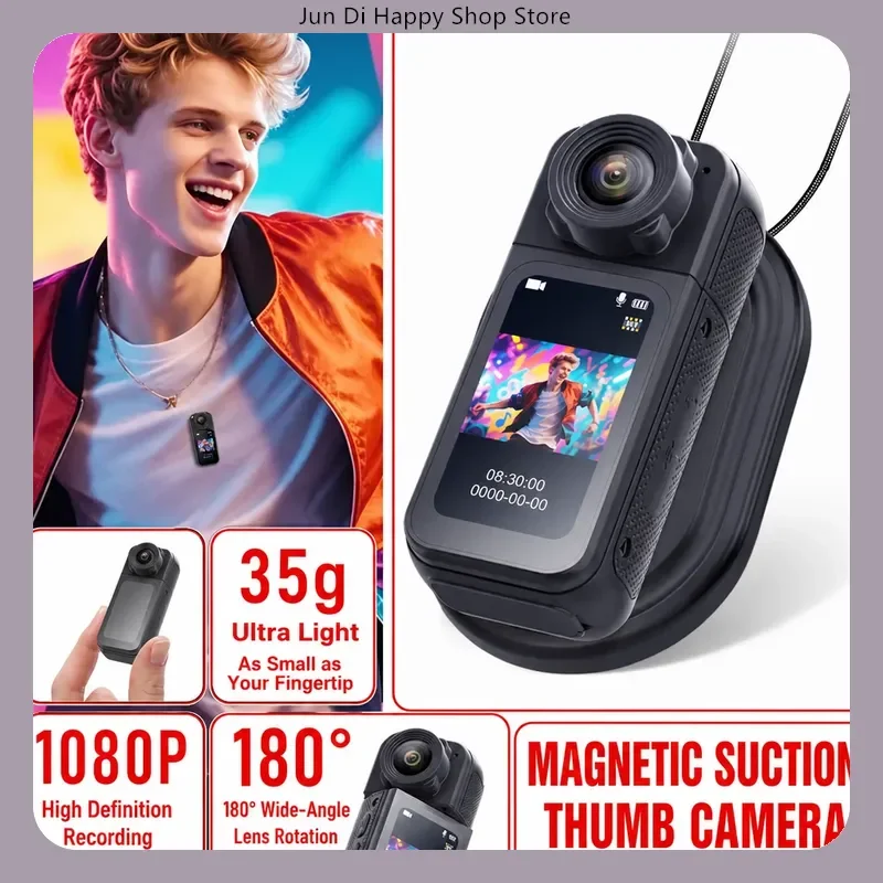 Portable Long Battery Life 1080P Hd 180 Rotatable Lens Magnetic Thumb Action Camera Generic For Outdoor Cycling Recording