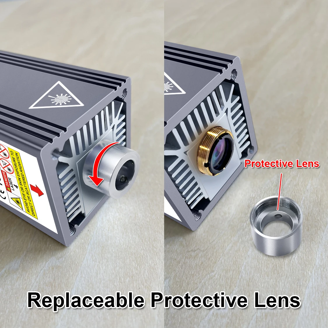 LASER BAUM 450nm 80W High Power Laser Kopf mit Air Assist, Metall Düse, TTL / PWM Schneiden Gravur Laser Modul – Detail 10