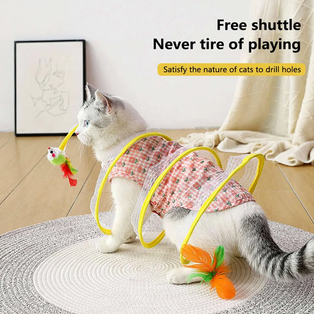 1PC Cat Tunnel For Indoor Cats Collapsible Toy Coil Spiral Colorful Springs Cat Pet Crinkle Tunnels For Indoor Pet Supplies