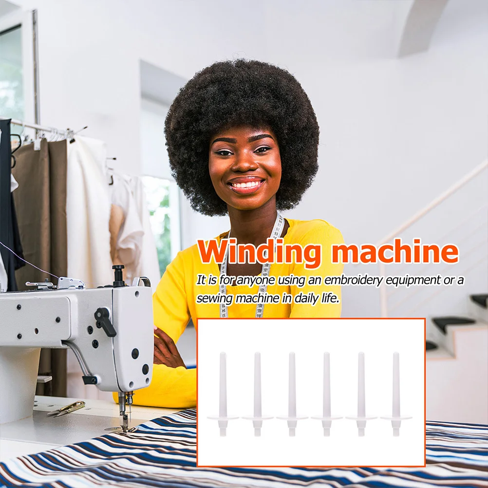 Bobina de bobina de máquina de coser de plástico, Pin para uso doméstico, columna de bobinado de hilo dental, piezas de fijación para máquina de coser, costura artesanal, 6 uds.
