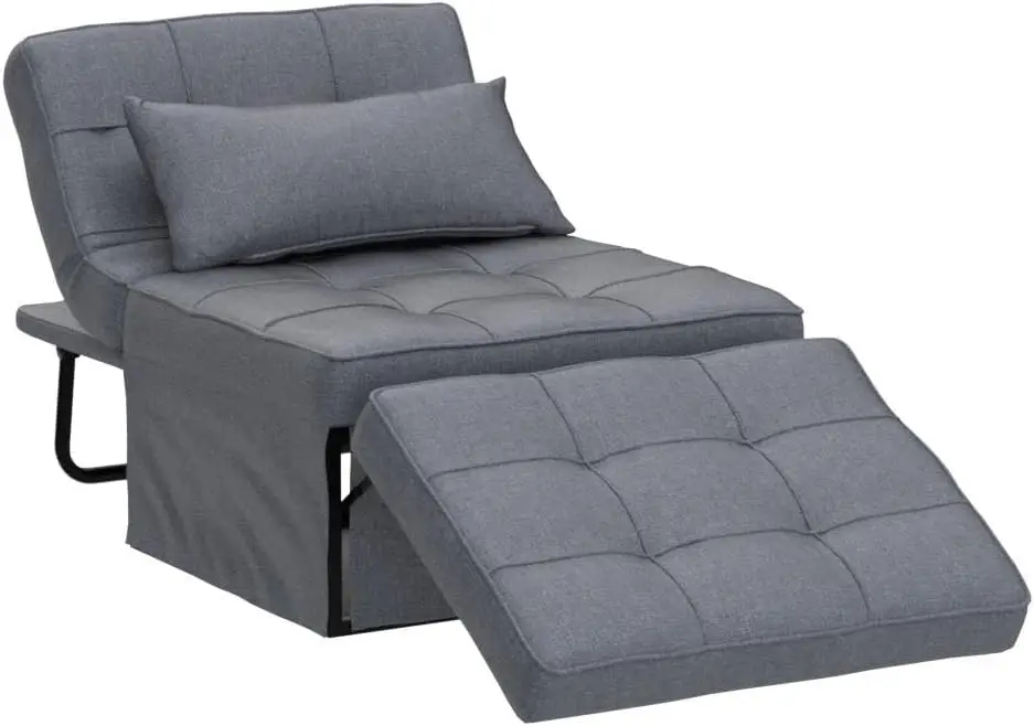 Sofa Bed, 4 in 1 Multi-Function Folding Ottoman Breathable Linen Couch Bed with Adjustable Backrest Modern Convertible Chair for