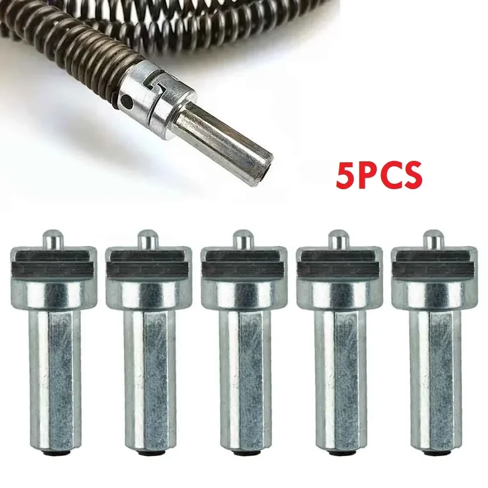 5pcs Electric Drill Angle Grinder Connecting Rod Dredge Cleaner Joint Sewer Spring Pipe Cleaning Tool Connector Adapter