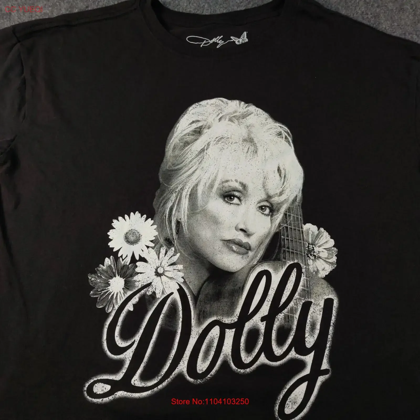 Dolly Parton T Shirt Medium Black Country Music 100 Cotton Daisy Flowers vintage Washed homme Casual graphic Stretched fashion