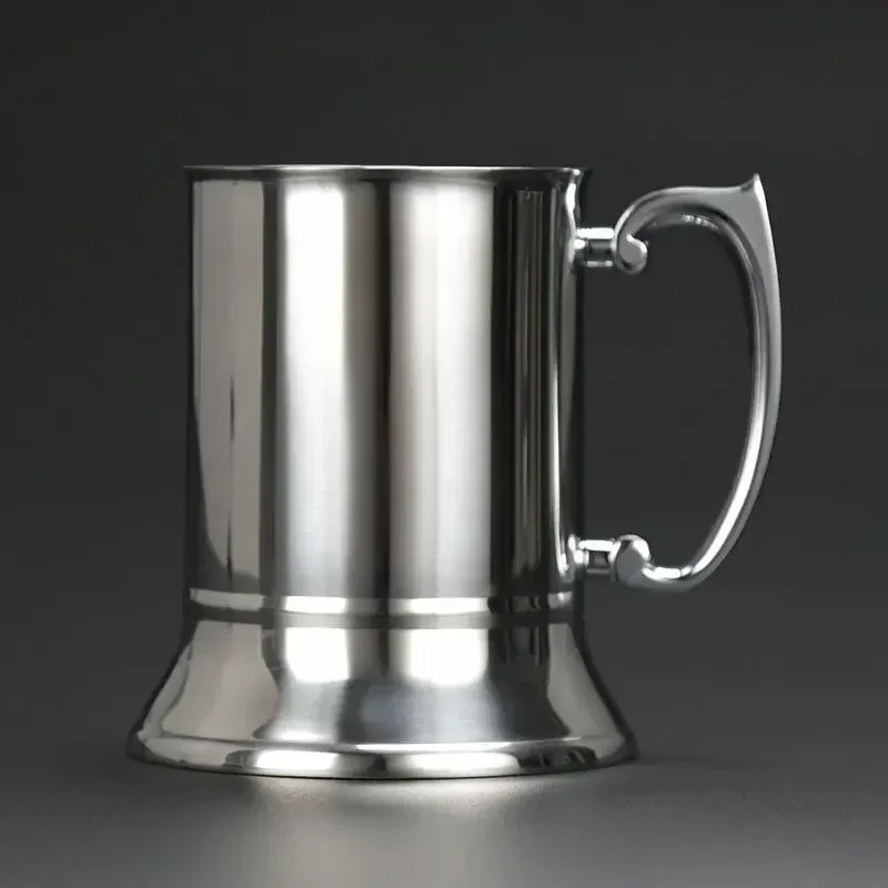 

Stainless Steel 304 Beer Mug Double Cocktail Glass European Flame Mug Portable Travel Handle Coffee Milk Mug Kitchen Glassware