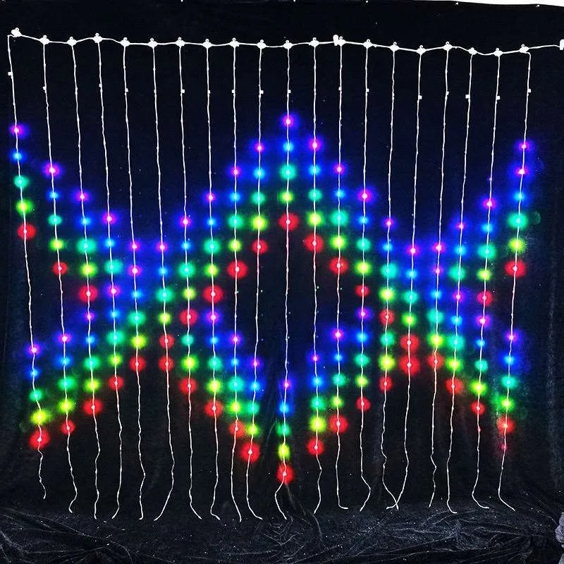 

NEW DIY RGB Colorful LED Curtain Light APP Remote Control Dot Control Leather Wire Fairy Lamp String for New Year Wedding Decor