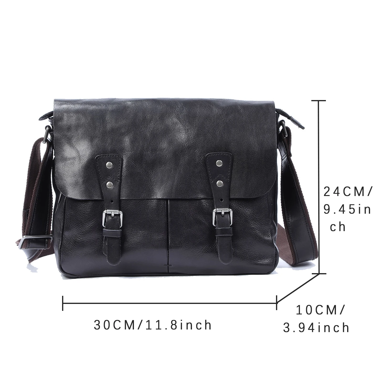 S.WORKER Echtleder Herren-Umhängetasche, Crossbody-Taschen, einfache Messenger-Taschen, Rindsledertasche, pflanzlich gegerbte Mode, lässig. – Detail 7