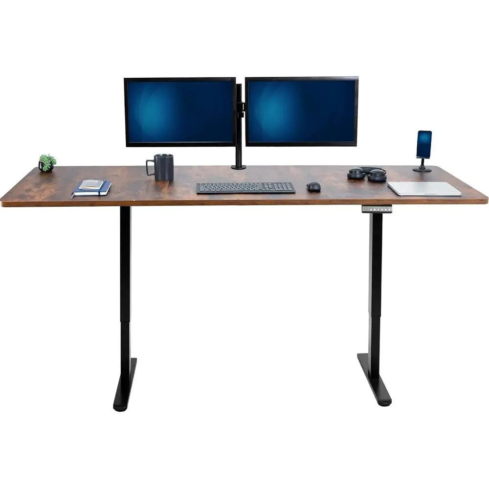 

30-inch Vintage Brown Top Electric Standing Desk with Dual Motor Height Adjustment