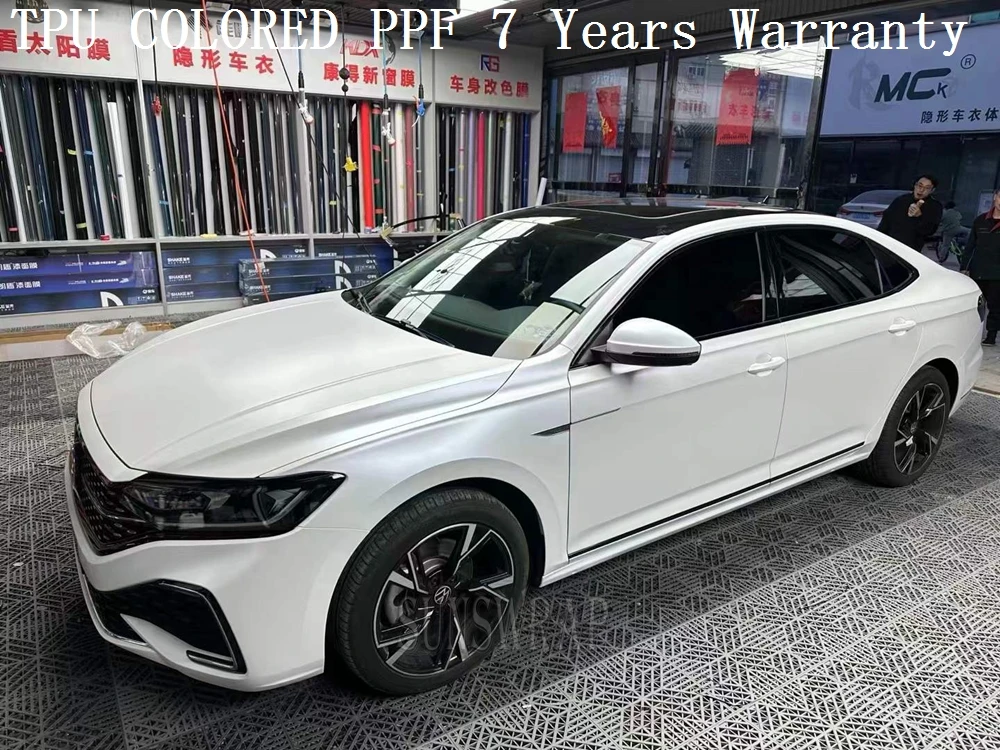 Electric Gloss White TPU COLOR PPF Wet Application for Vehicle Aircraft Yacht Boat Car Paint Protector Covering Wrap Film 5x52ft