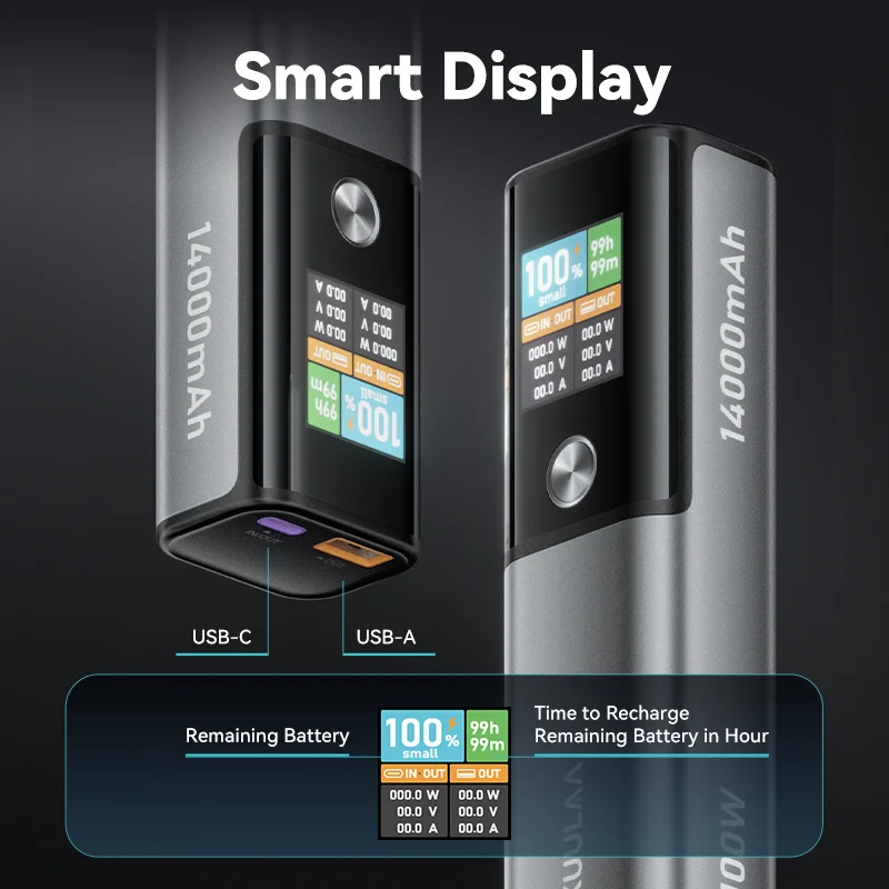 KUULAA قوة البنك 14000mAh شاحن محمول 100W PD شحن سريع بطارية خارجية PowerBank لماك بوك لأجهزة iPad المحمول Notebook