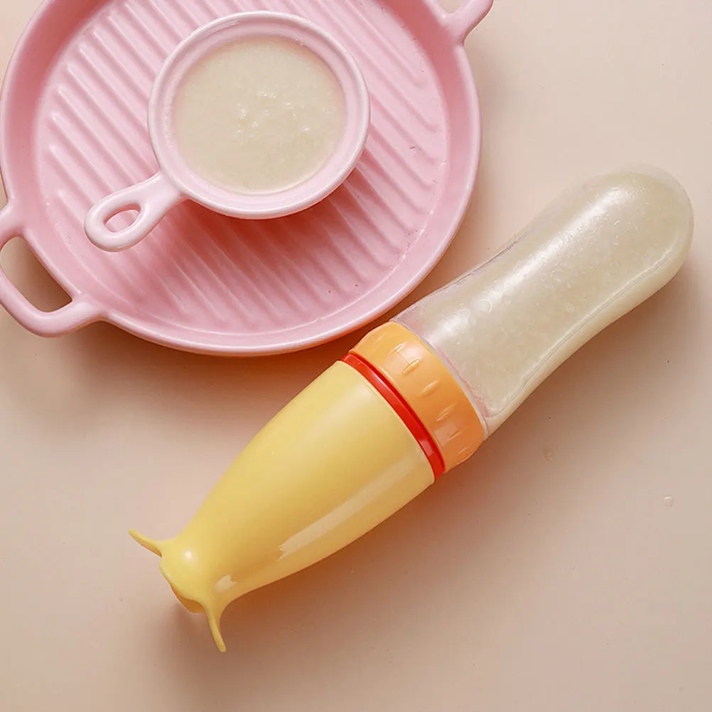 

3Pcs Baby Food Feeders Rice Paste Spoon Bottles Assorted Color Infant Feeding Bottles Baby Food Dispenser Silicone Feeder