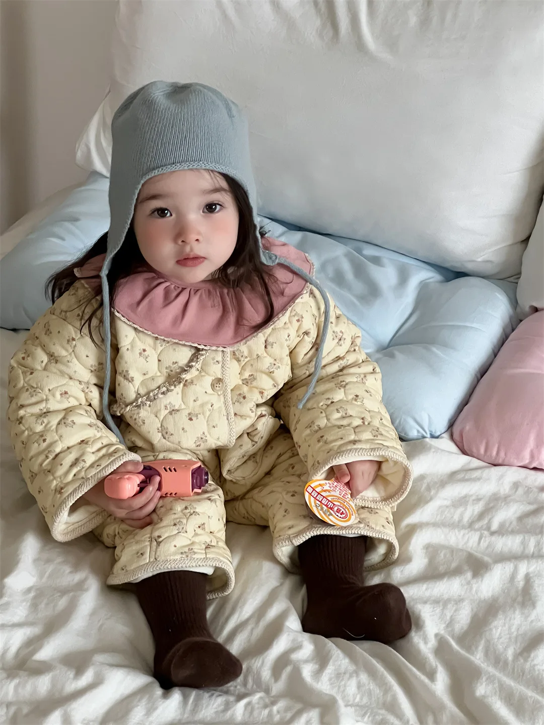 

2024 Winter New Baby Girl Long Sleeve Floral Romper Cotton Infant Girl Thick Warm Padded Jumpsuit Newborn Toddler Clothes 0-24M
