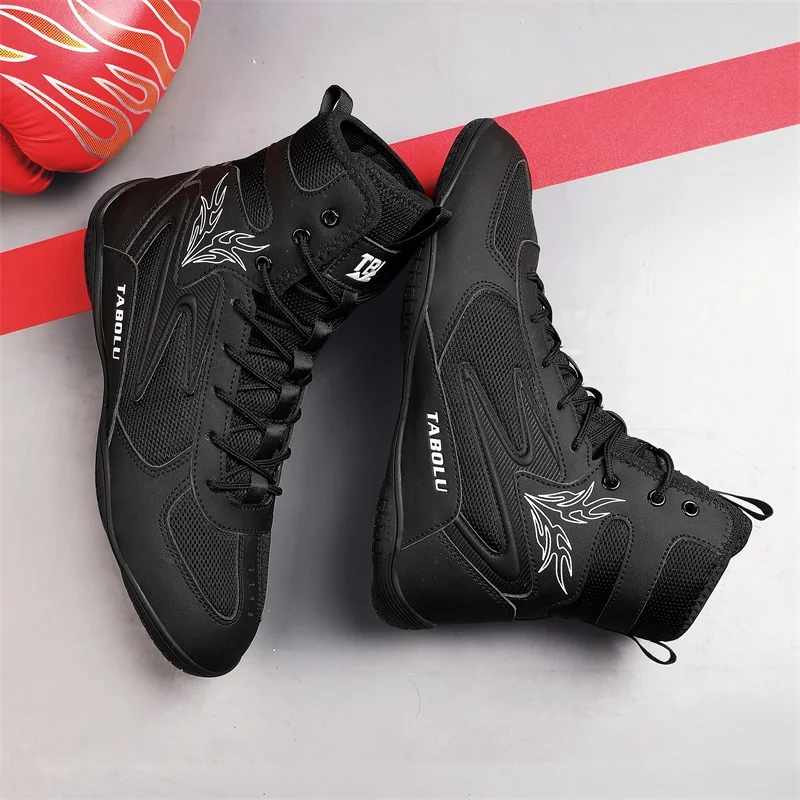 

Hot Sale Men Boxing Sneakers High Top Boxing Shoes Man Wrestling Shoes Youth Professional Wearable Men Fighting Shoe