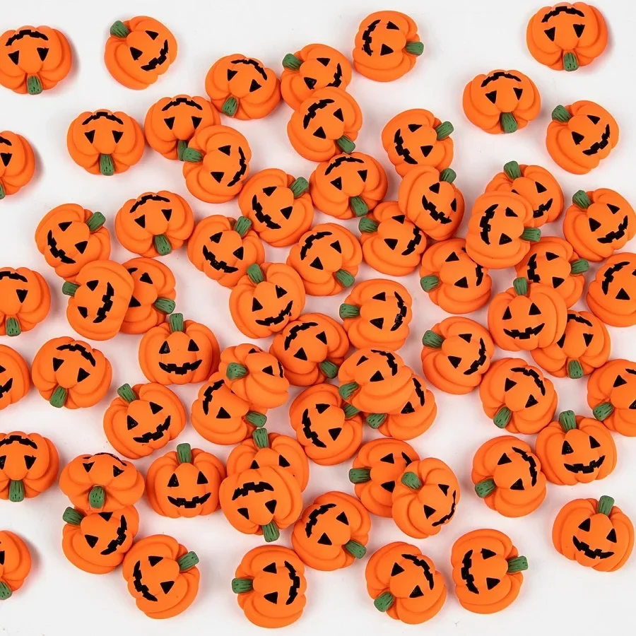 10-20Pcs Halloween Resin Ghost Pumpkin Miniatures Mini Flatback Charms Pumpkin Halloween Party Table Scatter Decor DIY Crafts