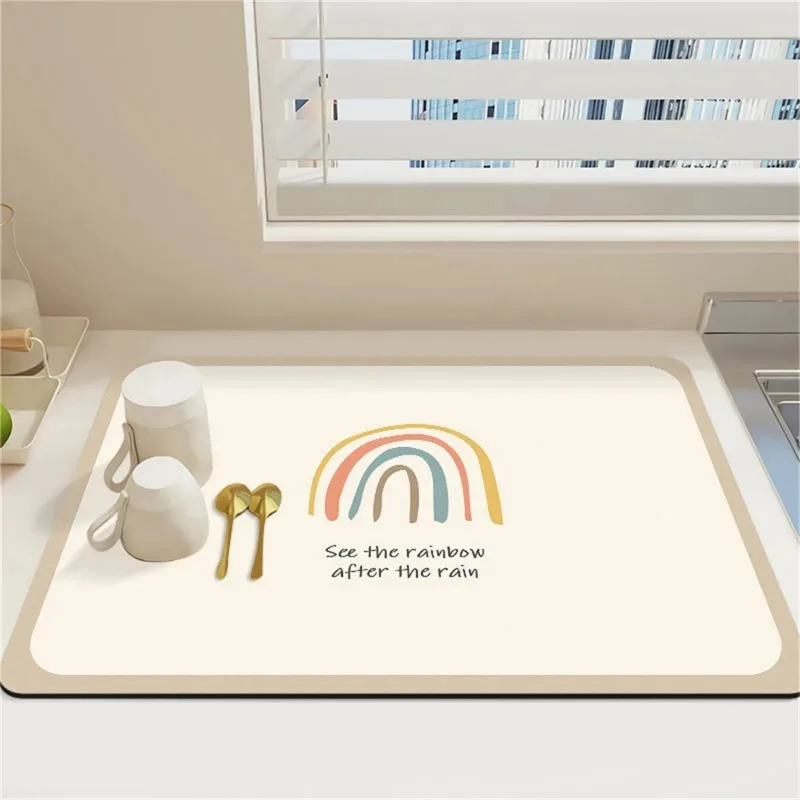 Simplicity Style Placemats For Dinner Table Absorbent Drying Mat For Kitchen Flowers Printing Home Decoration Diatomite Cup Mats