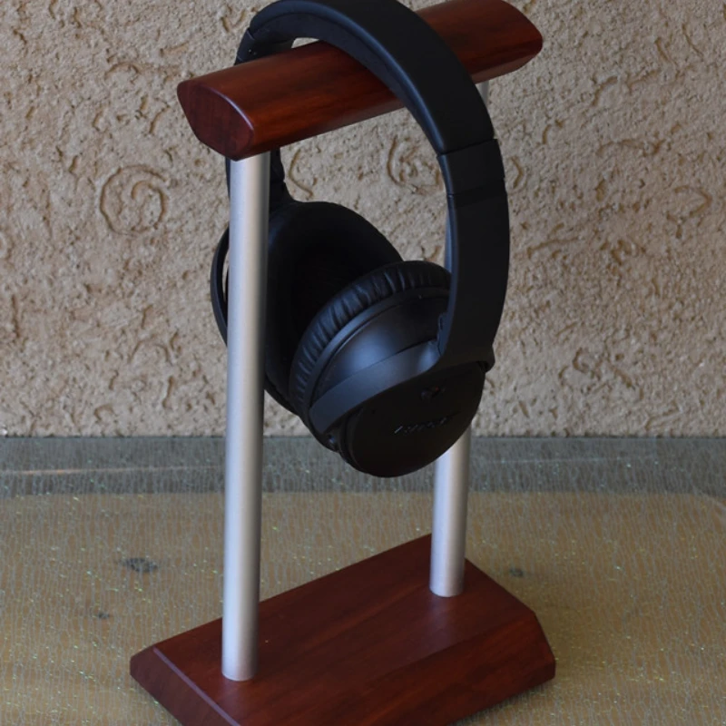 Creatief ontwerp hoofdtelefoonstandaard rode peer hout aluminium beugel hoofdsteun displaystandaard massief hout aangepaste opslagstandaard geschenken