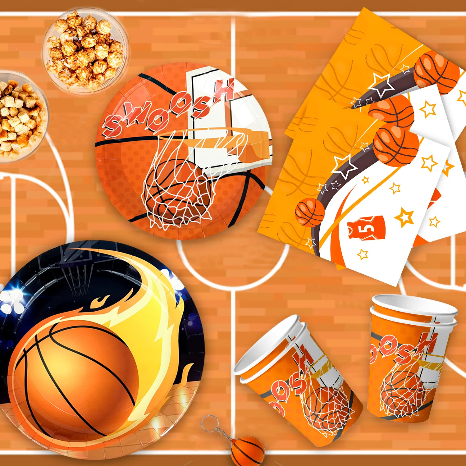 Basketbal verjaardagsdecoraties, 98 stuks basketbal feestartikelen en decoraties set - ballonnen banner tafelkleed platen ect