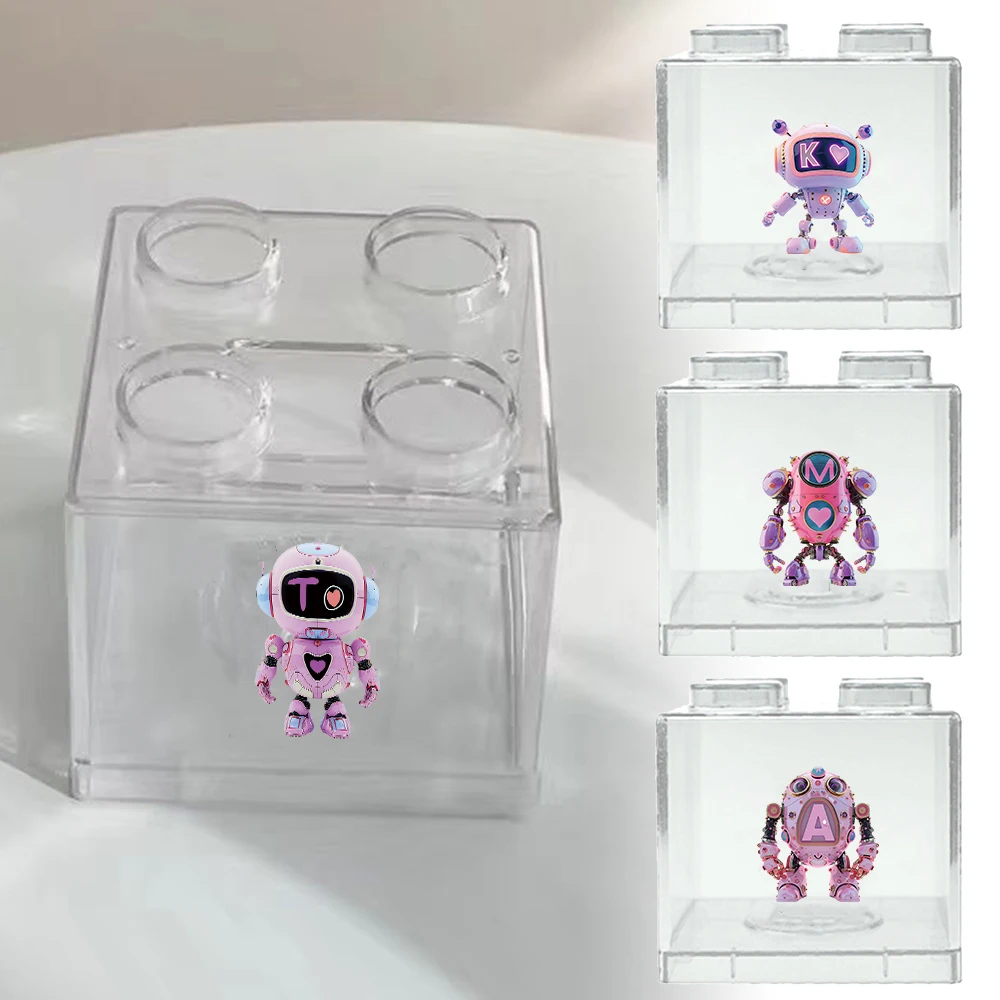 

Portable Plastic Coin Storage Case Building Block Money Box Robot Initial Name 26 Letters Pattern