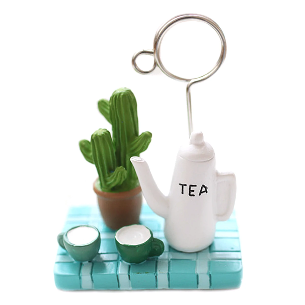 

Succulent Microlandschaft Memo Clip Photo Holder Teapot Design Office Home Small Space Decor Organizer Note Stand Card Memo Clip