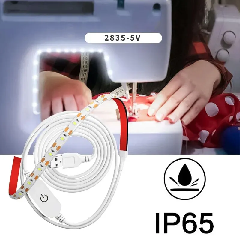 1M/2M/3M LED Sewing Machine Light Strip Waterproof SMD 2835 White USB 5V Powered With Touch Switch Lighting Strips For Cabinet