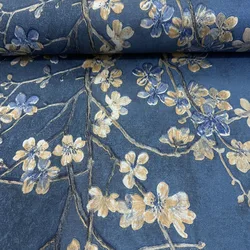 Navy Blue Shabby Chic Wallpaper, Background Wall Paper, Textured Flower Wall Mural, Bedroom Wall Decor