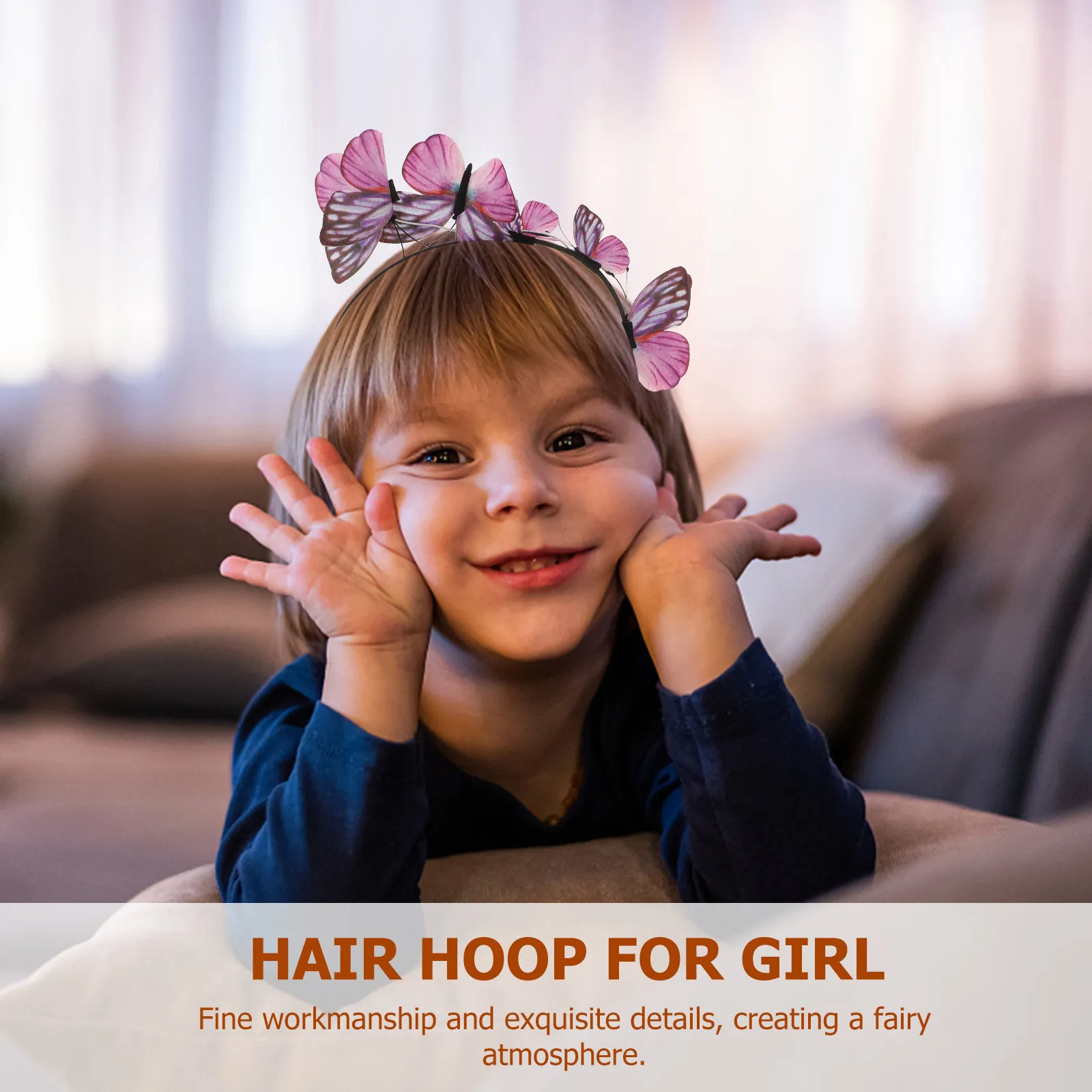 

1Pcs Butterfly Headpiece Fine Workmanship Elegant Hair Accessory for Women Daily Use Engagement Party Decoration Pink