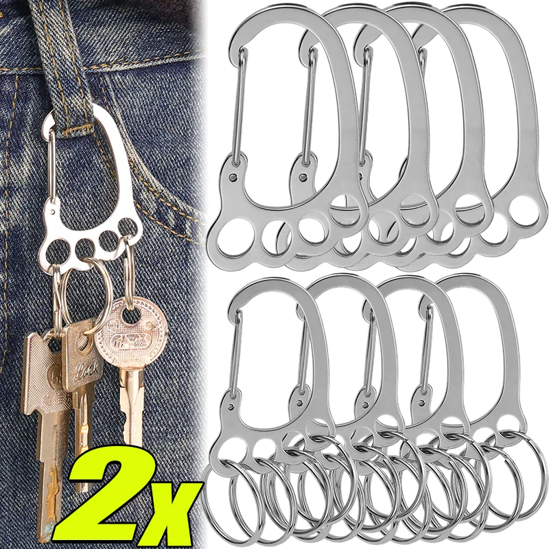 

Брелок EDC с защитой от потери, многопетля из нержавеющей стали для походов на открытом воздухе, тактическое снаряжение, прочный органайзер для кемпинга на талии