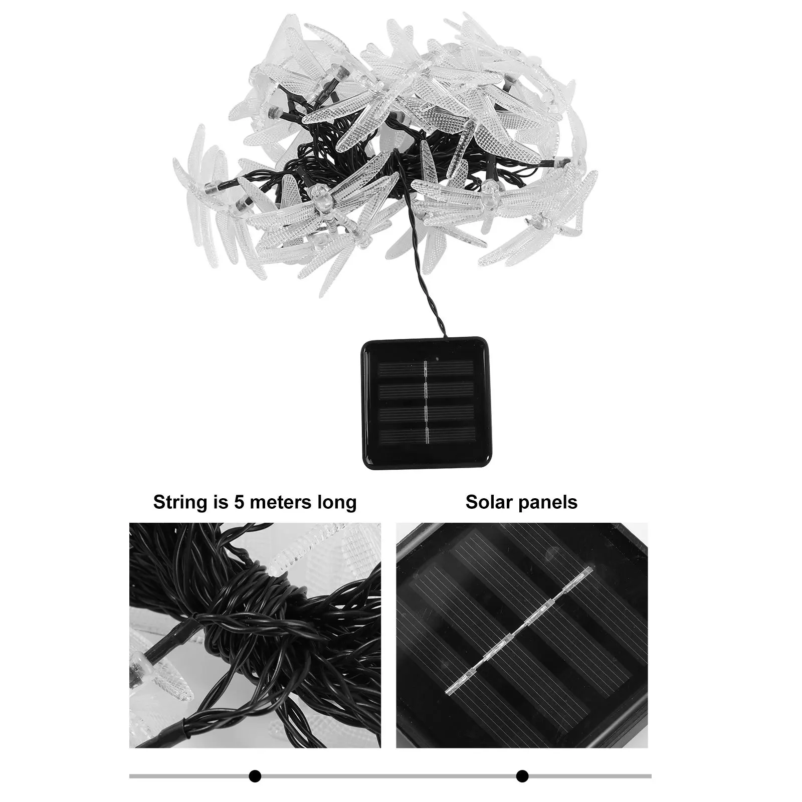 

Solar Dragonfly LED String Lights Warm White Waterproof Outdoor Garden Patio Decorative Fairy String Lighting LED Rope Light
