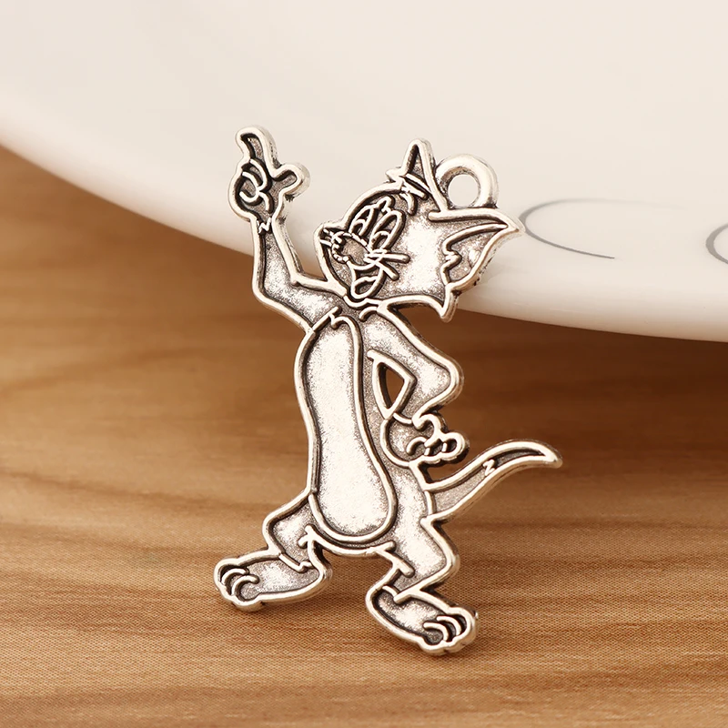 20 Pieces Tibetan Silver Color Cartoon Tom Cat Charms Pendants for DIY Necklace Jewellery Making Findings Accessories 30x23mm