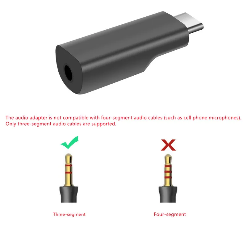 3.5mm 3-stage microphone Audio Adapter Type-c port microphone adapter For DJI Pocket / Osmo Pocket 2 Gimbal Camera accessories