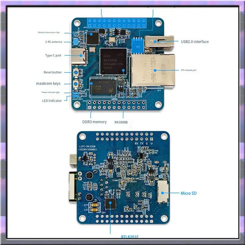 Diskon Besar LCPI RK3308B Papan Pengembangan CPU Quad-Core DDR3-2Gbit Papan Pengembangan Iot, Mendukung Port Ethernet dan Wifi