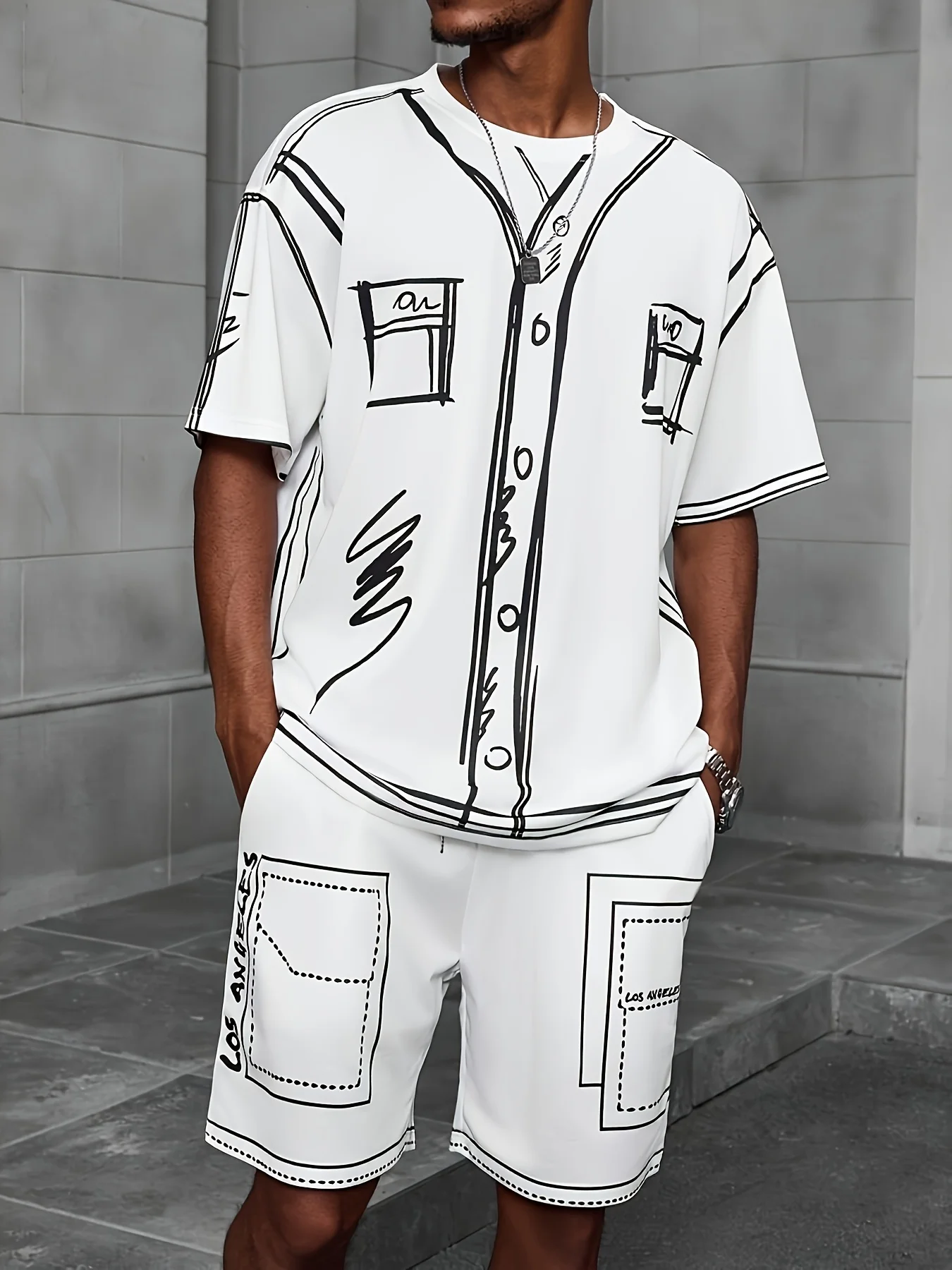 

2026 Summer New Men's Short-Sleeved Set - 3D Trendy Brand Printed Shirt-like Casual Fashion Street Style Comfortable and Soft