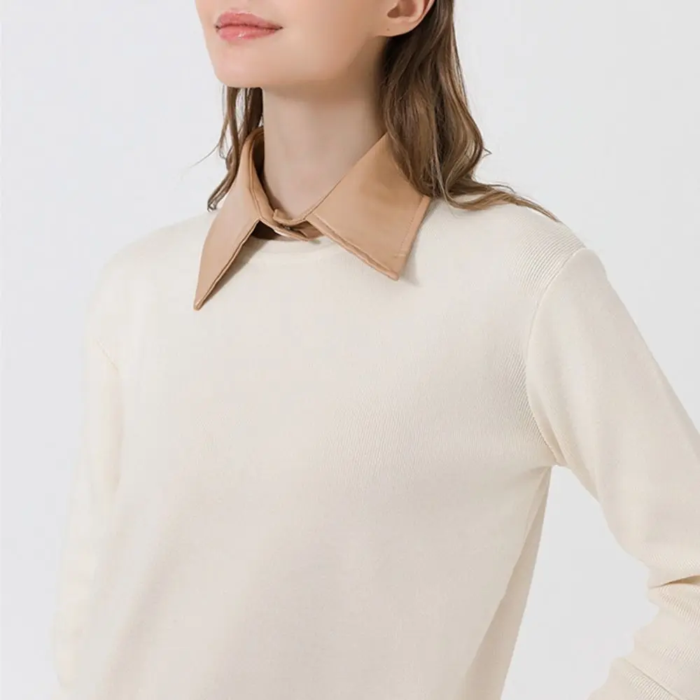 PU Fake Collar Vintage Detachable Shirt Collar for Women Blouse Sweater False Collar Lapel Top Neck Shoulder Wraps Tie 넥타이