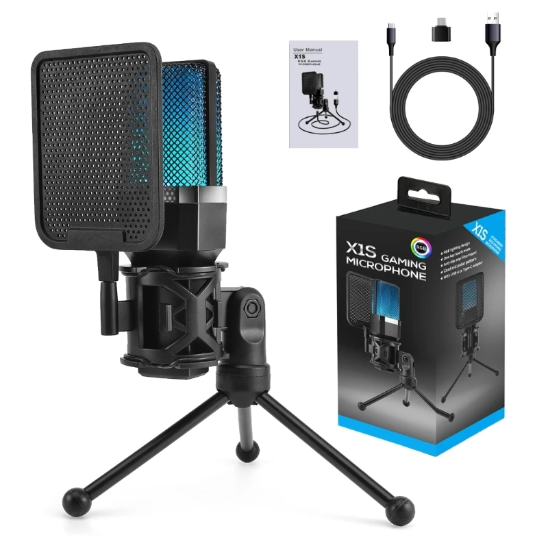 Upgrades Desktop Microphone Set 7 Color LED USB Plugs & Plays Connectivity Versatile Condenser Microphone with Drop shipping