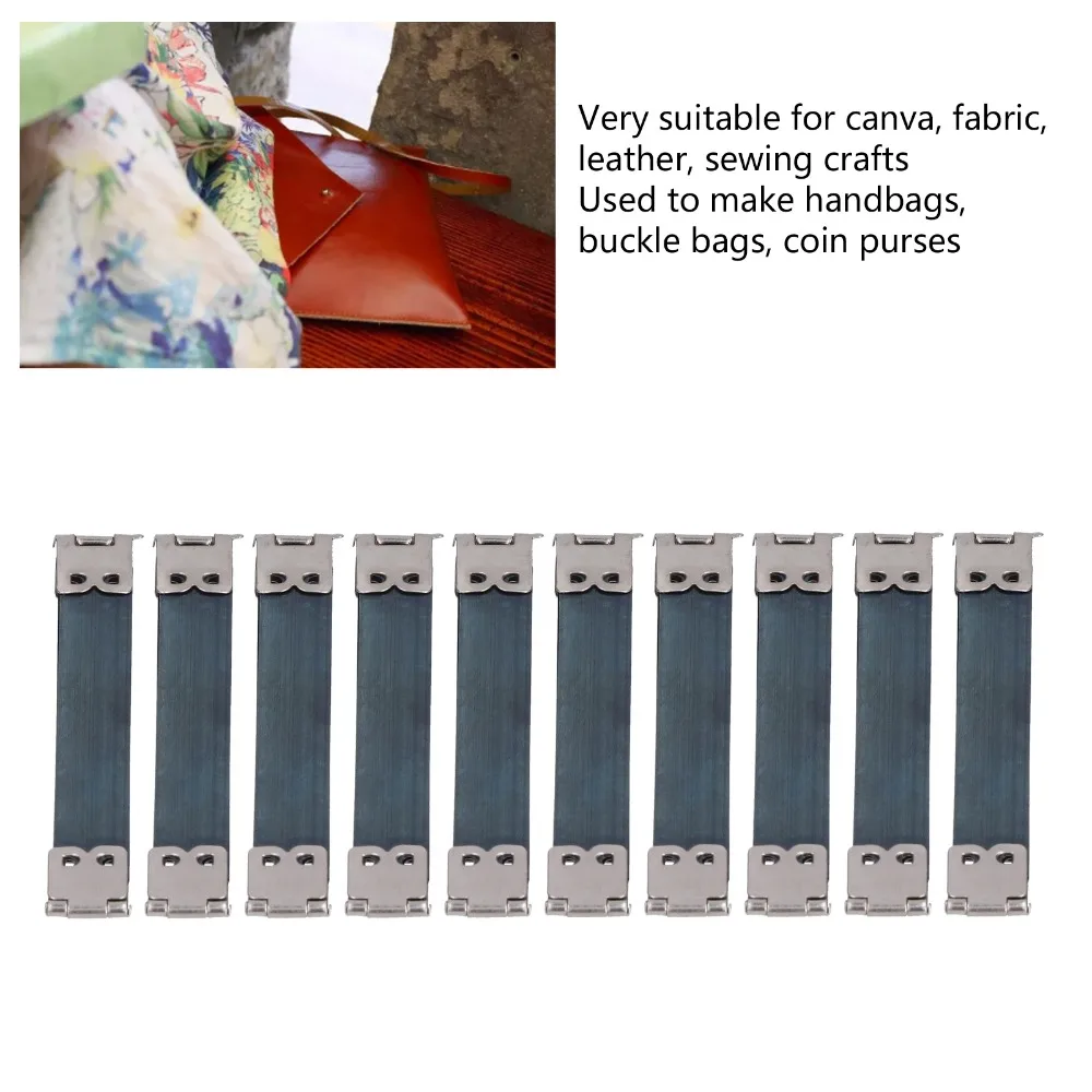 20pcs 10cm/3.94in Long Metal Bag Frame Metal Material Spring Clip Hook Internal Flex Frame Silver Kiss Clasp Clip For Handbag
