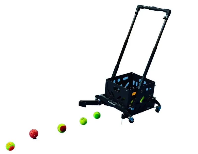 YTYINSteel Ball Collector & Picker For Tennis & Pickleball Foldable Handle Adjustable Height Four Caster Wheels
