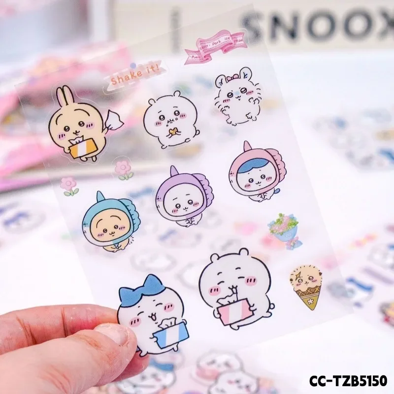 100pcs/pack Kawaii Chiikawa Usagi Stickers Cute Cartoon Hachiware Waterproof Transparent Handbook Decorative Sticker Kids Gifts