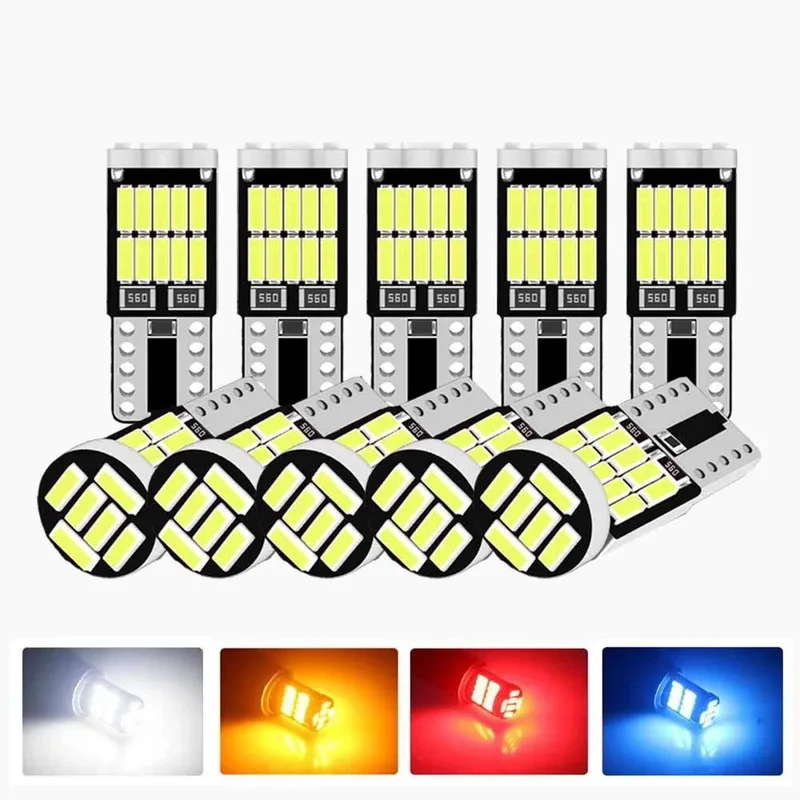 10PCS W5W T10 LED Bulbs Canbus 26SMD 12V 194 168 Car Interior Dome Reading License Plate Parking Lights Auto Signal Lamp