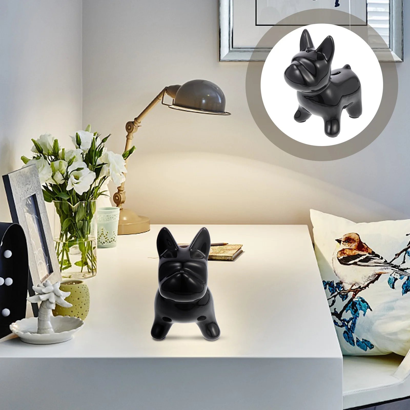 

Ceramic Puppy Coin Bank Adorable Puppy Shape Money Saving Box Kids Coin Holder Cartoon Piggy Bank Home Ornament