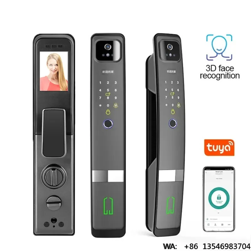 High End Tuya 3D Face Recognition Smart Door Lock Video Voice with Camera and Eye Scanner