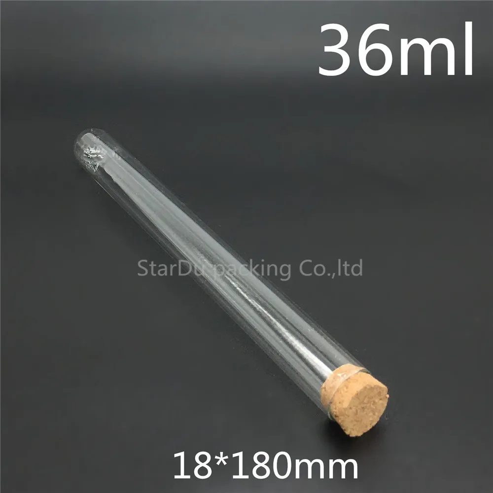 36ml Round Bottom Tube Cork Tube 18*180mm High Temperature Resistant Thick Glass Tube 200pcs