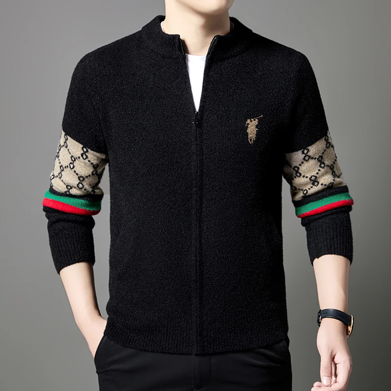 

Men's 2025 autumn and winter new fashionable knitted cardigan youth sweater round neck casual jacket