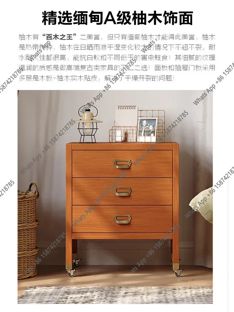 

Medieval solid wood bedside table retro modern bedroom storage side cabinet designer high-end o